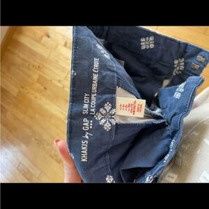 GAP Blue Khakis with Snowflake Design
